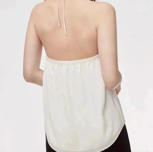 Aritzia Wilfred White Mesh Halter Top Double Linning Stretchy Back Sz  XS/ S - Picture 3 of 9